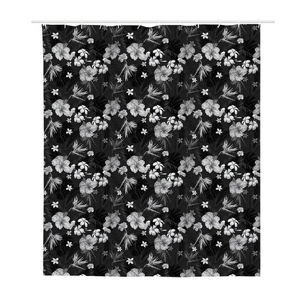 Monochrome Hawaiian Floral Print Polyester Shower Curtain
