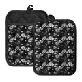 Monochrome Hawaiian Floral Print Pot Holders With Pocket
