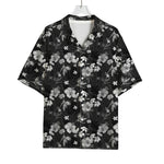 Monochrome Hawaiian Floral Print Rayon Hawaiian Shirt