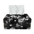 Monochrome Hawaiian Floral Print Rectangle Tissue Box Cover