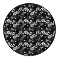 Monochrome Hawaiian Floral Print Round Floor Mat