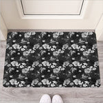 Monochrome Hawaiian Floral Print Rubber Doormat