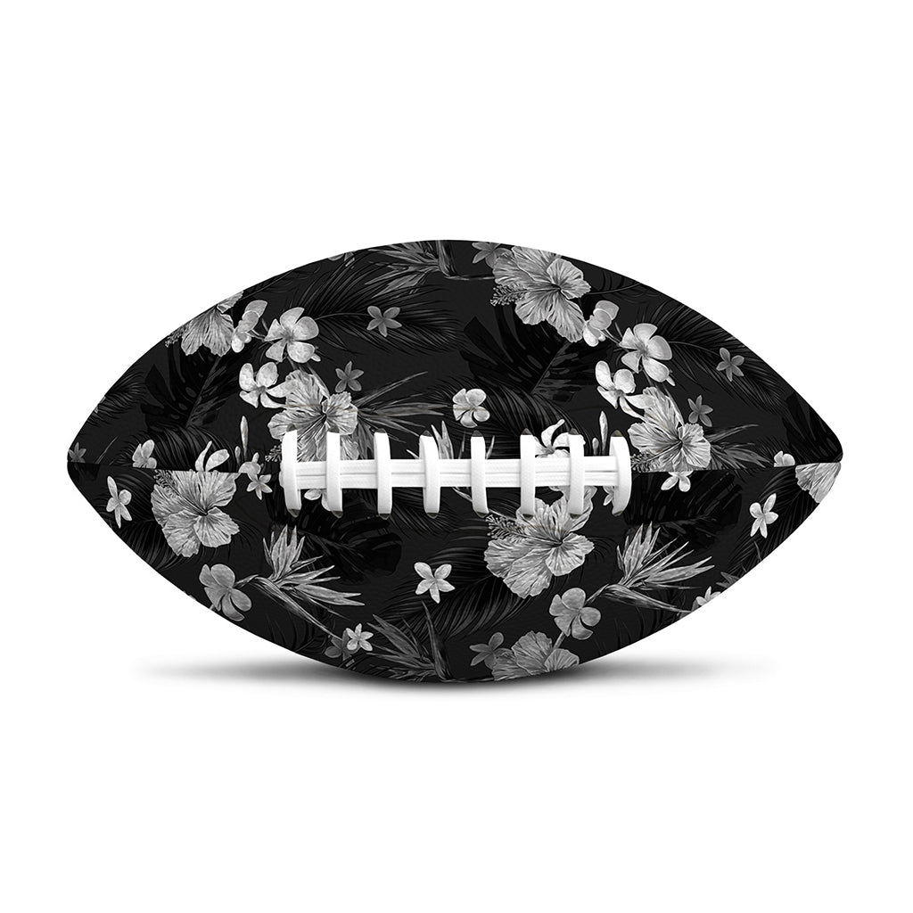 Monochrome Hawaiian Floral Print Rugby Ball