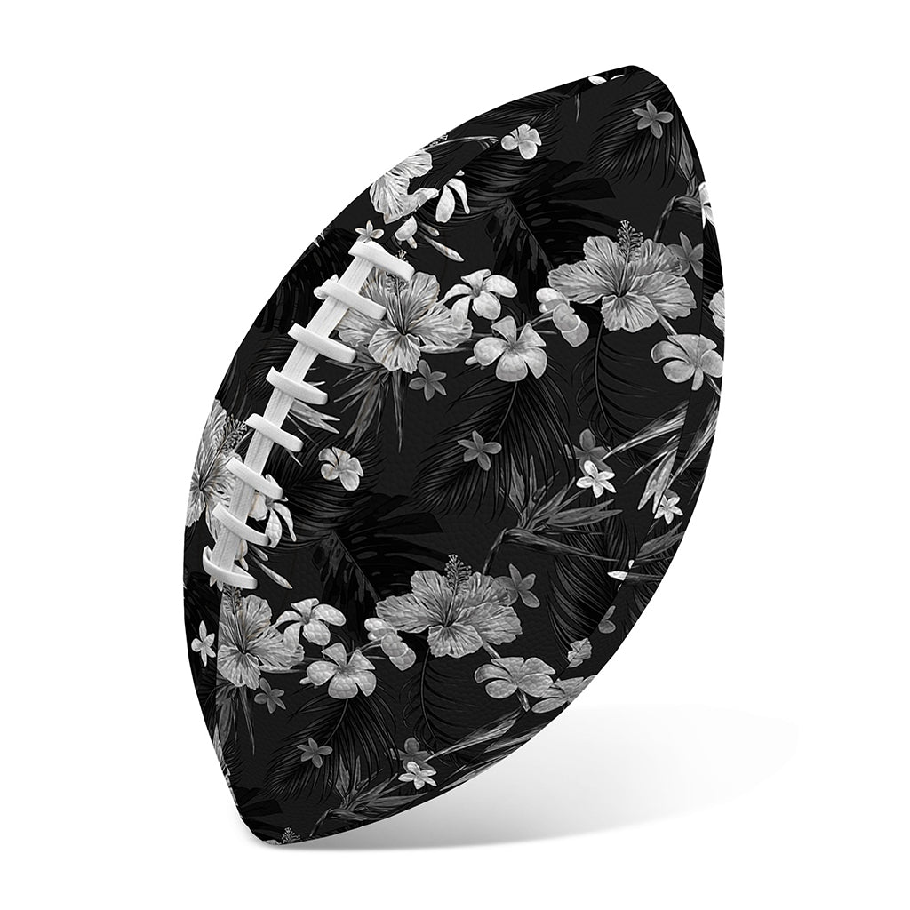 Monochrome Hawaiian Floral Print Rugby Ball