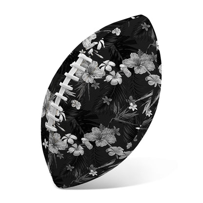 Monochrome Hawaiian Floral Print Rugby Ball