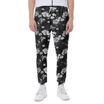 Monochrome Hawaiian Floral Print Scuba Joggers