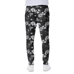Monochrome Hawaiian Floral Print Scuba Joggers
