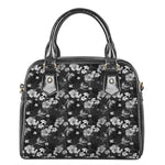 Monochrome Hawaiian Floral Print Shoulder Handbag