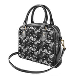 Monochrome Hawaiian Floral Print Shoulder Handbag