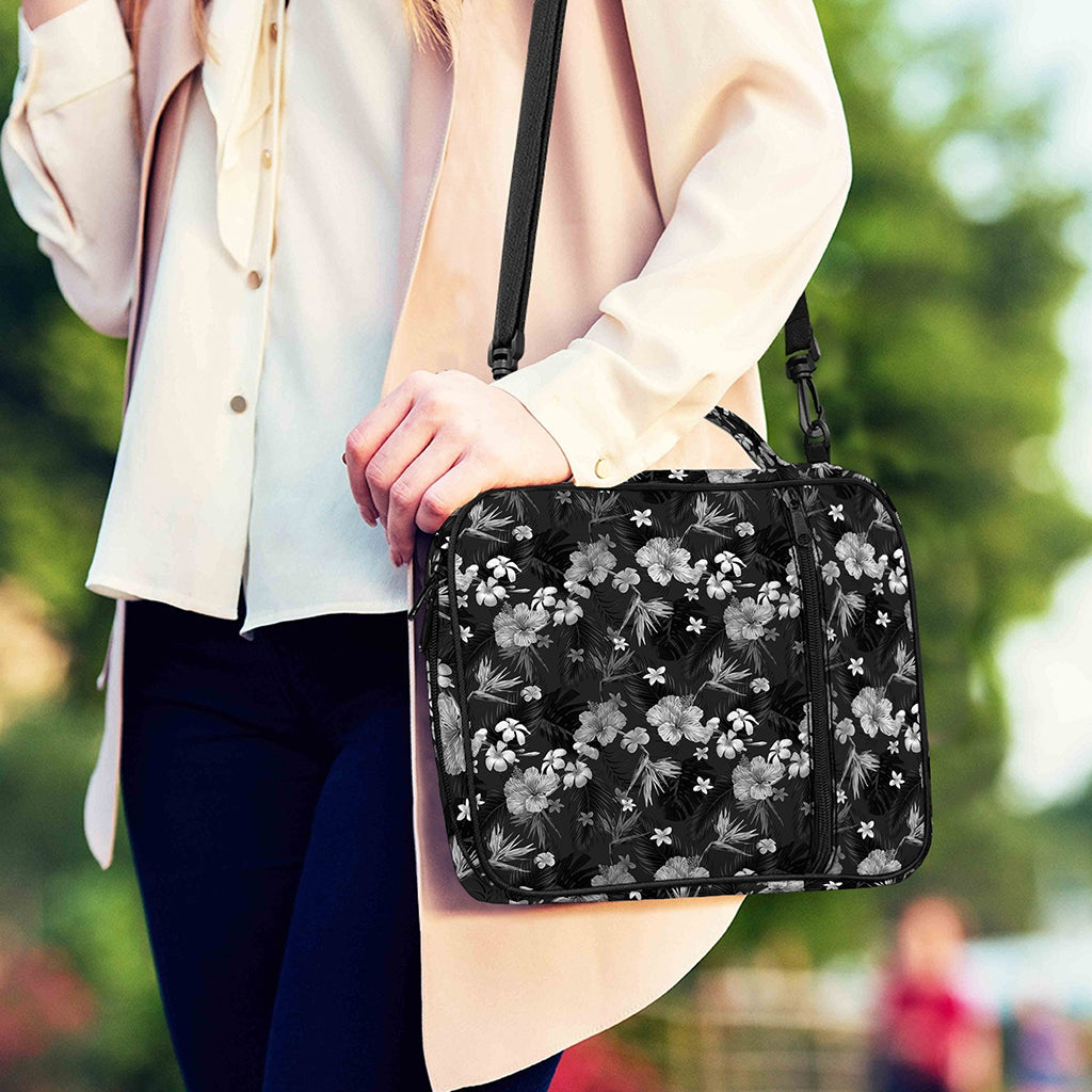 Monochrome Hawaiian Floral Print Shoulder Strap Bible Bag