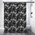 Monochrome Hawaiian Floral Print Shower Curtain