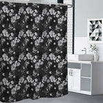 Monochrome Hawaiian Floral Print Shower Curtain