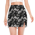 Monochrome Hawaiian Floral Print Side Slit Mini Skirt