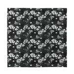 Monochrome Hawaiian Floral Print Silk Bandana