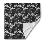 Monochrome Hawaiian Floral Print Silk Bandana