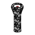 Monochrome Hawaiian Floral Print Single Neoprene Wine Tote