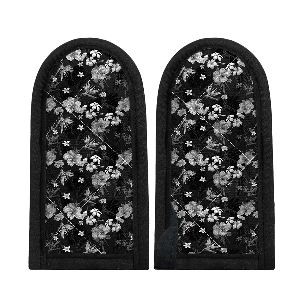 Monochrome Hawaiian Floral Print Skillet Handle Cover