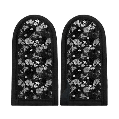 Monochrome Hawaiian Floral Print Skillet Handle Cover