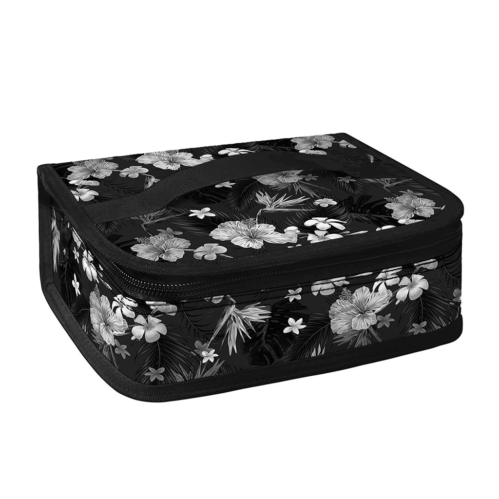Monochrome Hawaiian Floral Print Small Lunch Bag