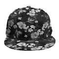 Monochrome Hawaiian Floral Print Snapback Cap