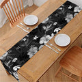 Monochrome Hawaiian Floral Print Table Runner