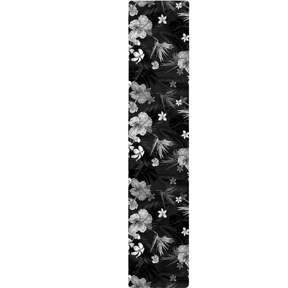 Monochrome Hawaiian Floral Print Table Runner