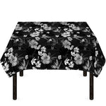 Monochrome Hawaiian Floral Print Tablecloth