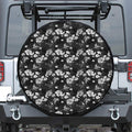 Monochrome Hawaiian Floral Print Tire Cover