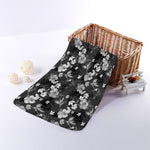Monochrome Hawaiian Floral Print Towel