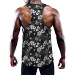 Monochrome Hawaiian Floral Print Training Tank Top