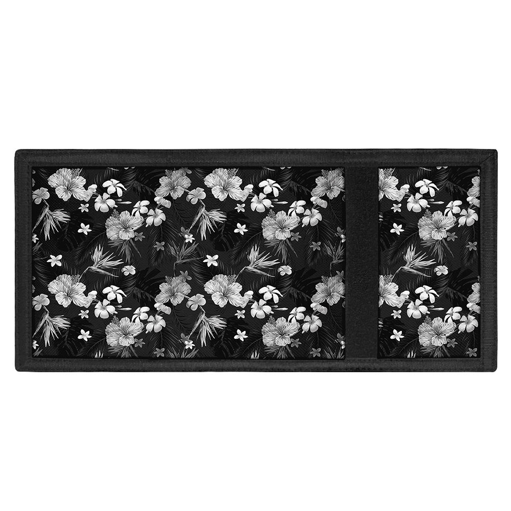 Monochrome Hawaiian Floral Print Trifold Wallet