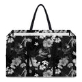 Monochrome Hawaiian Floral Print Utility Tote Bag