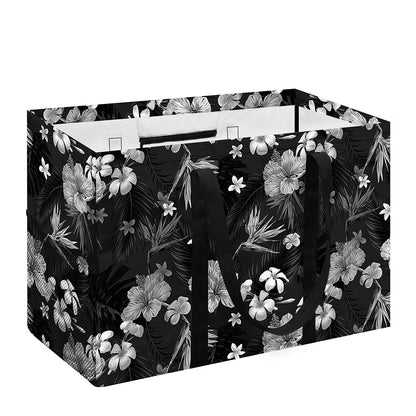 Monochrome Hawaiian Floral Print Utility Tote Bag