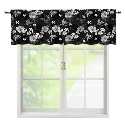 Monochrome Hawaiian Floral Print Window Valance