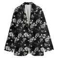 Monochrome Hawaiian Floral Print Women's Cotton Blazer