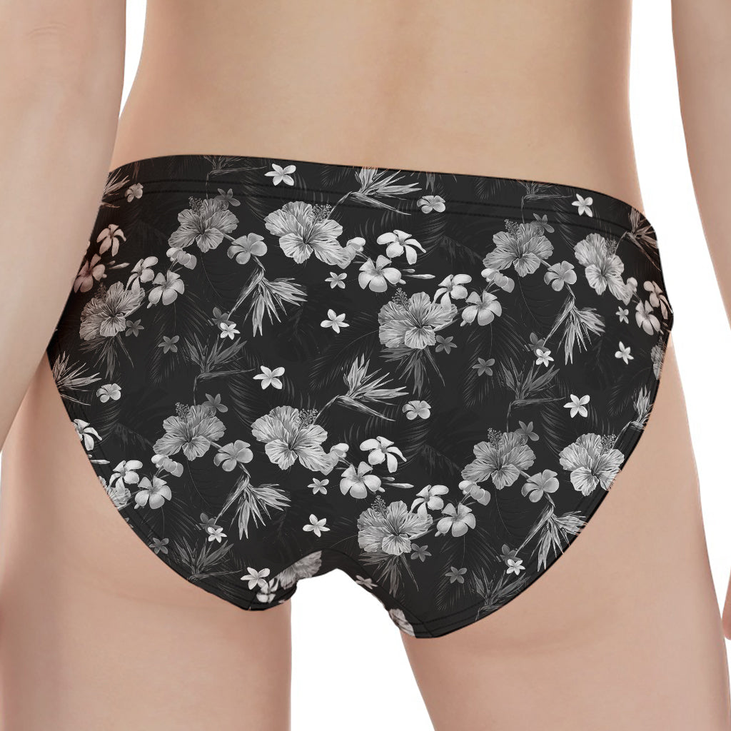 Monochrome Hawaiian Floral Print Women's Panties