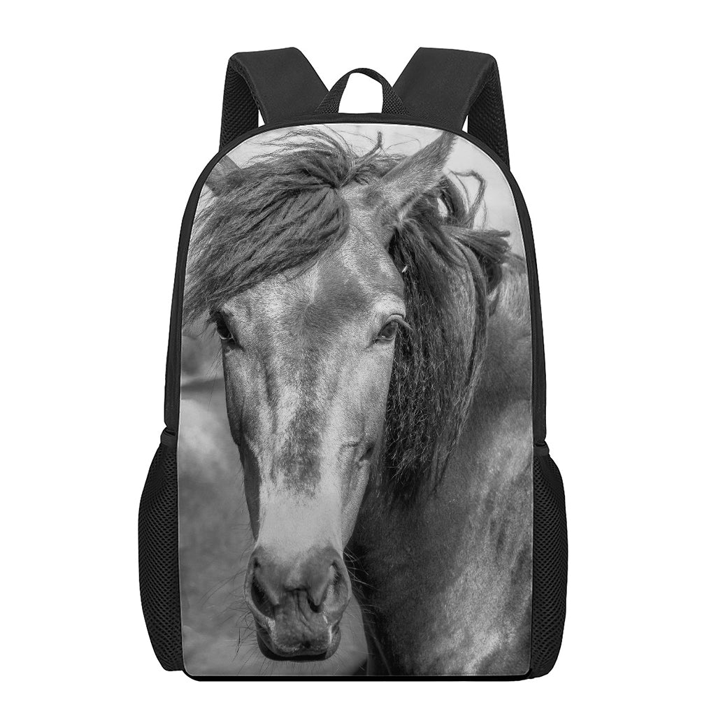 Monochrome Horse Print 17 Inch Backpack