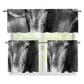 Monochrome Horse Print 3 Piece Kitchen Curtains