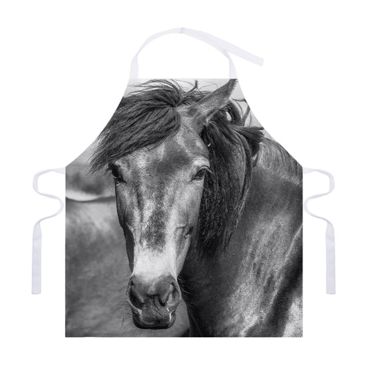 Monochrome Horse Print Adjustable Apron