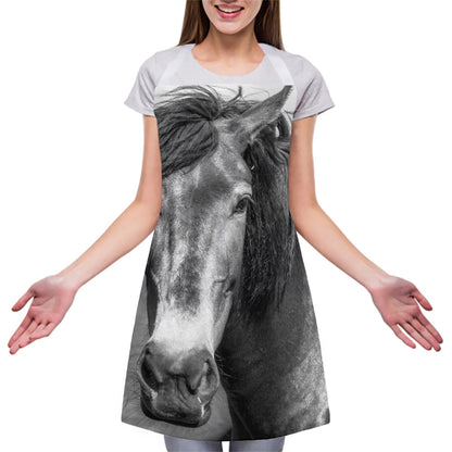 Monochrome Horse Print Adjustable Apron
