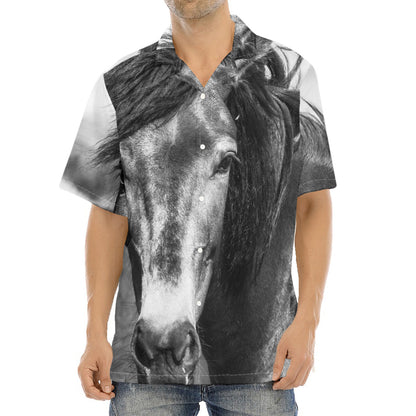 Monochrome Horse Print Aloha Shirt