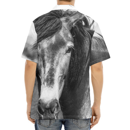Monochrome Horse Print Aloha Shirt