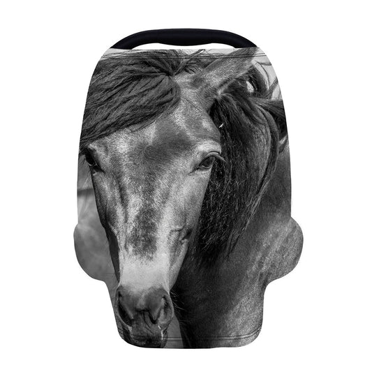 Monochrome Horse Print Baby Seat Cover