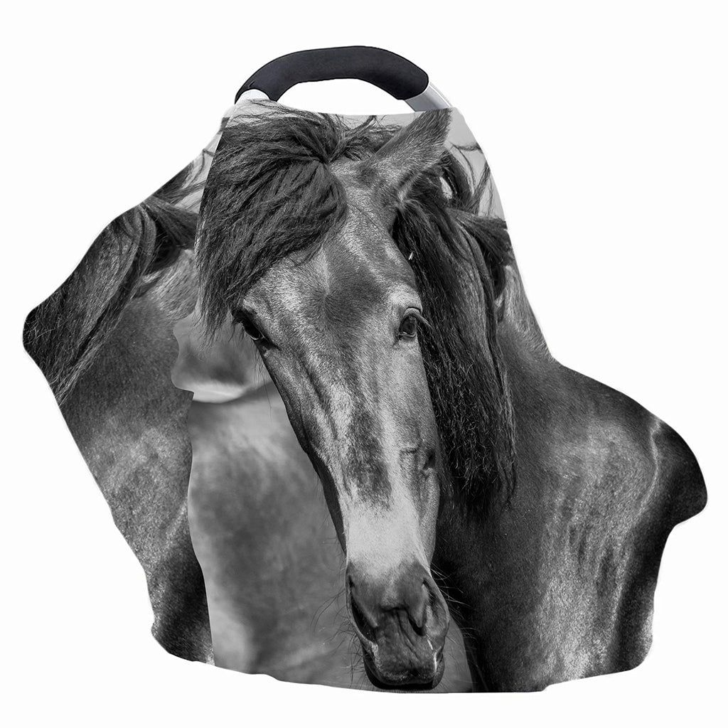 Monochrome Horse Print Baby Seat Cover