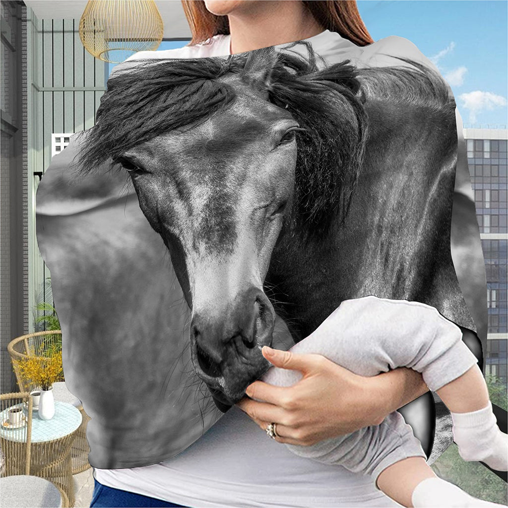 Monochrome Horse Print Baby Seat Cover