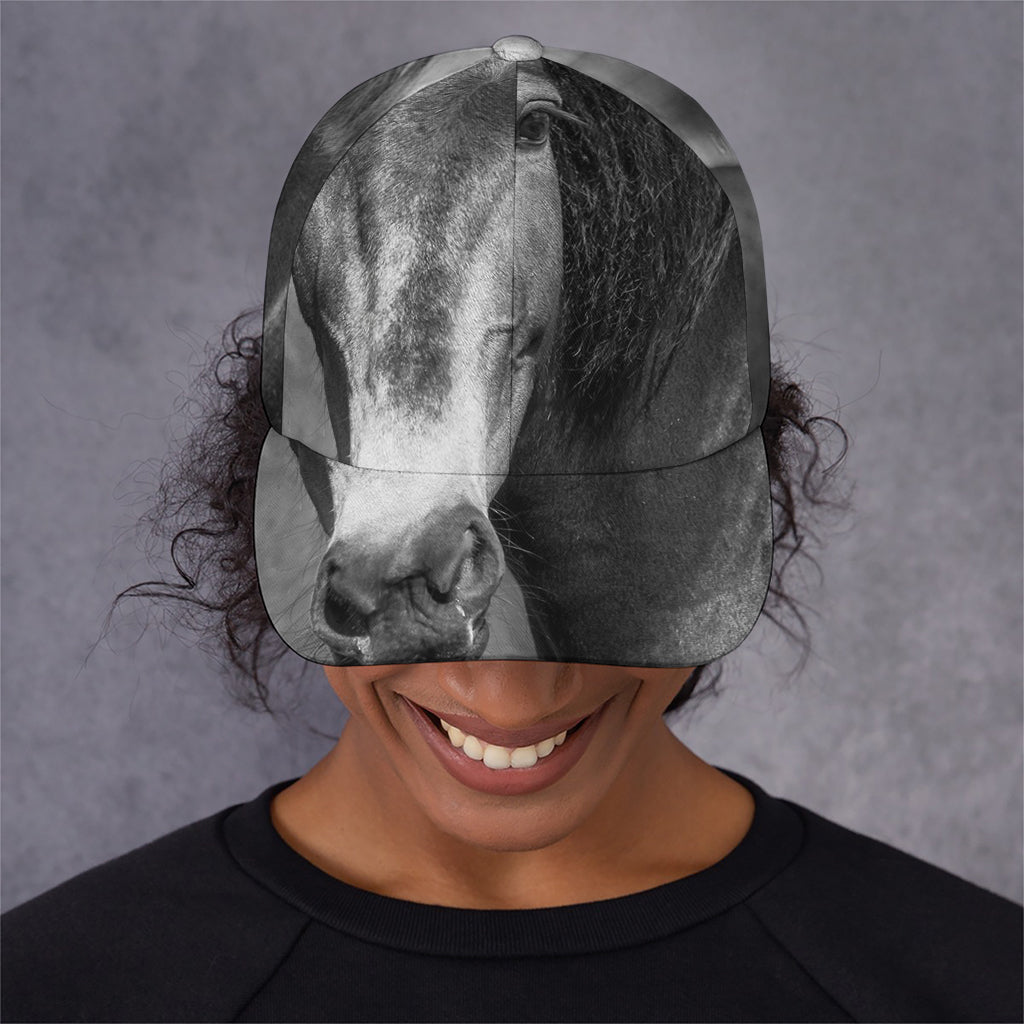 Monochrome Horse Print Baseball Cap