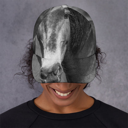 Monochrome Horse Print Baseball Cap