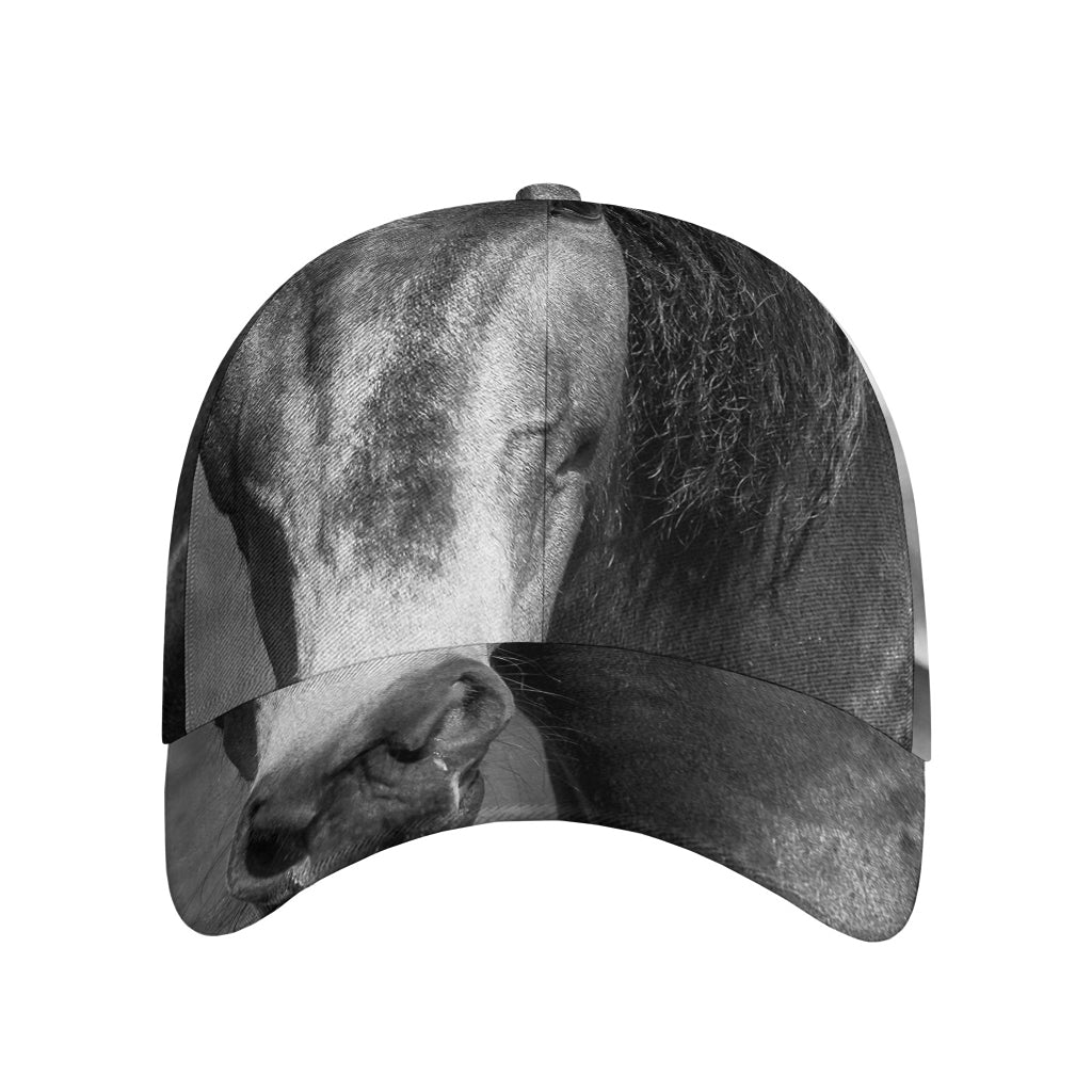 Monochrome Horse Print Baseball Cap