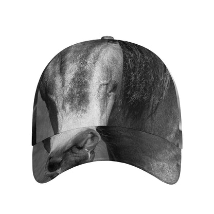 Monochrome Horse Print Baseball Cap