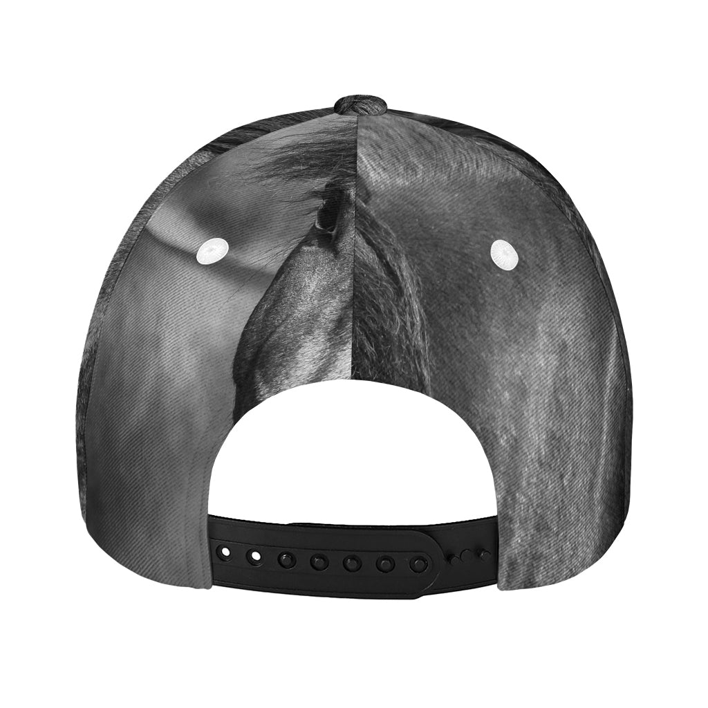 Monochrome Horse Print Baseball Cap